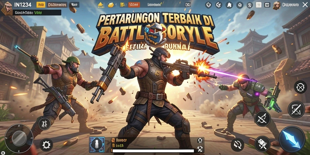 Tampilkan aksi gameplay intens dari IN1234 di arena Battle Royale.