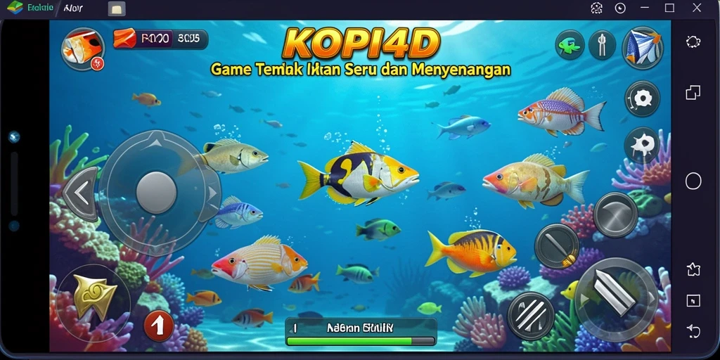 Tampilan gameplay seru KOPI4D saat menembak ikan.
