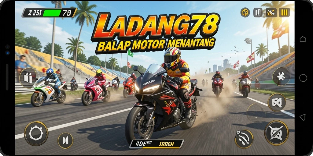Tampilan seru dari gameplay balap motor di LADANG78.