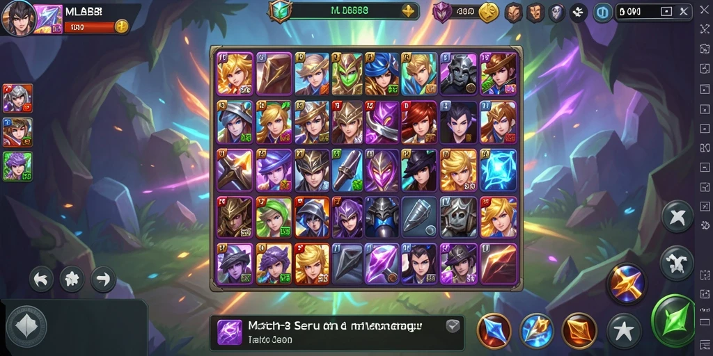 Screenshot gameplay MLBB8 menampilkan aksi pencocokan warna-warni yang seru.