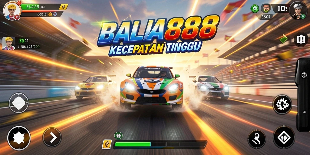 Tangkapan layar utama POA88 menampilkan aksi balap yang mendebarkan dan kendaraan yang cepat.