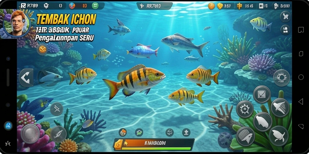 Tampilan gameplay <strong>RR789</strong> saat menembak ikan dengan grafis yang menarik.