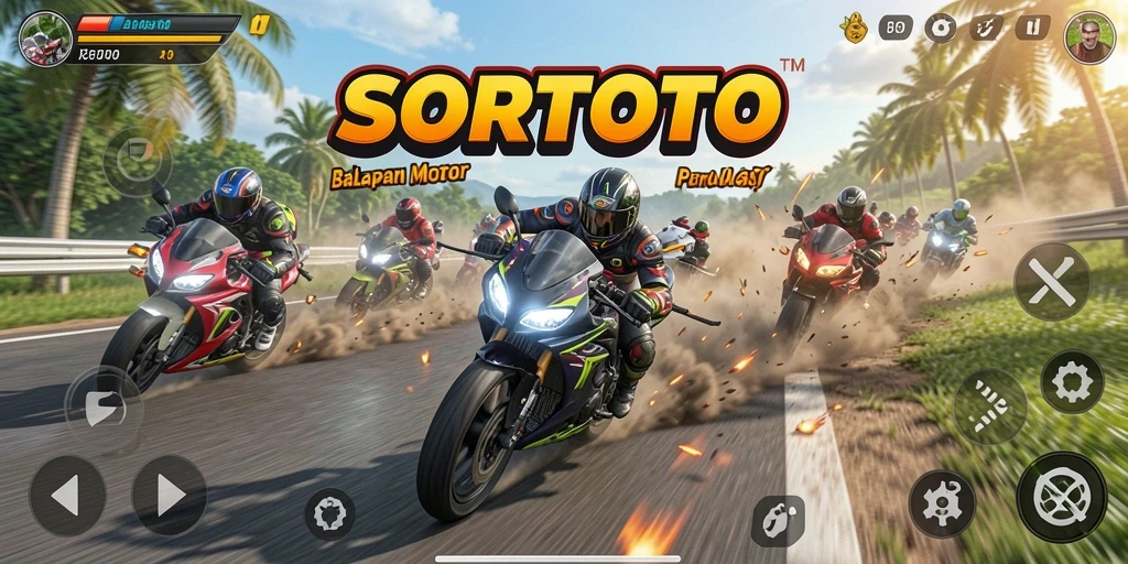 Gameplay seru balapan motor di SORTOTO.