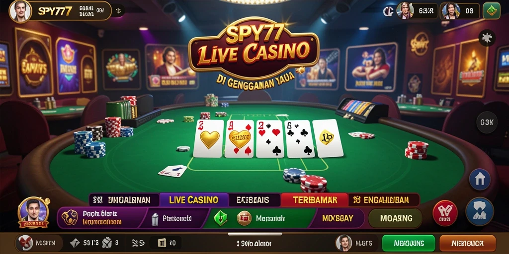 Screenshot gameplay SPY77 yang menunjukkan dealer dan pemain dalam aksi.