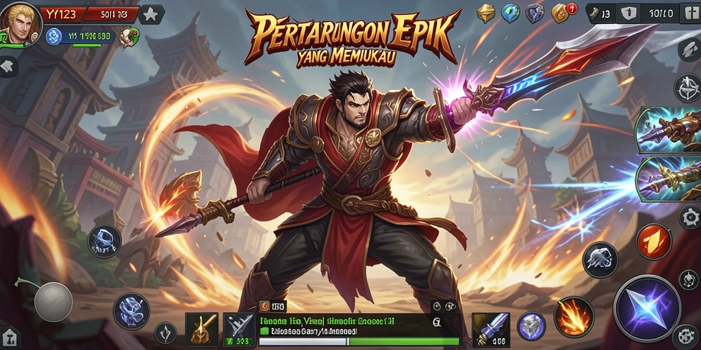 Tampilan utama gameplay <strong>YY123</strong> dengan pertarungan seru dan karakter yang dinamis.