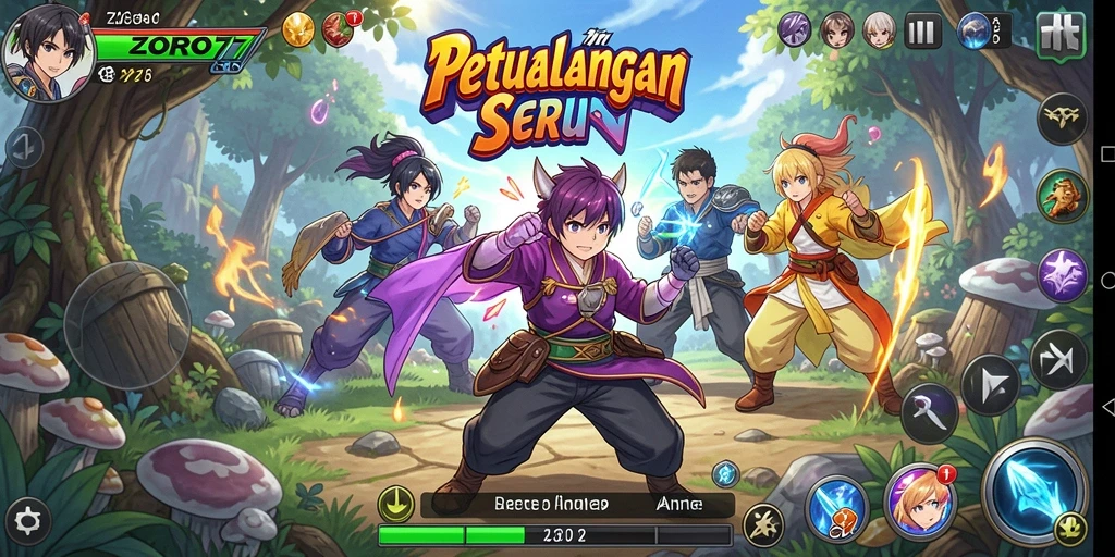 Tampilan gameplay ZORO77 yang menarik dan penuh warna.